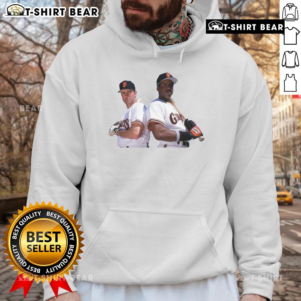 Official Will Clark and Barry Bonds San Francisco Giants baseball hoodie featuring team colors and logos.