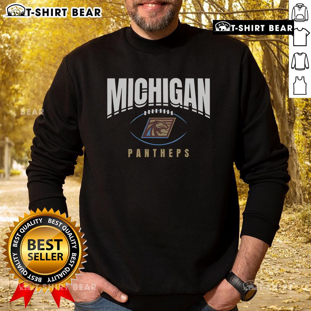 Original Michigan Panthers Football Outline Sweatshirt featuring vibrant team colors and bold logo design.