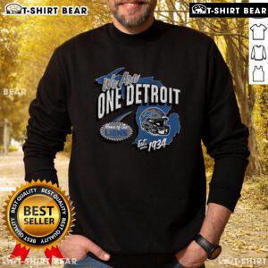 Premium Detroit Lions 'We Are On Detroit' Est 1934 sweatshirt featuring team colors and logo design.