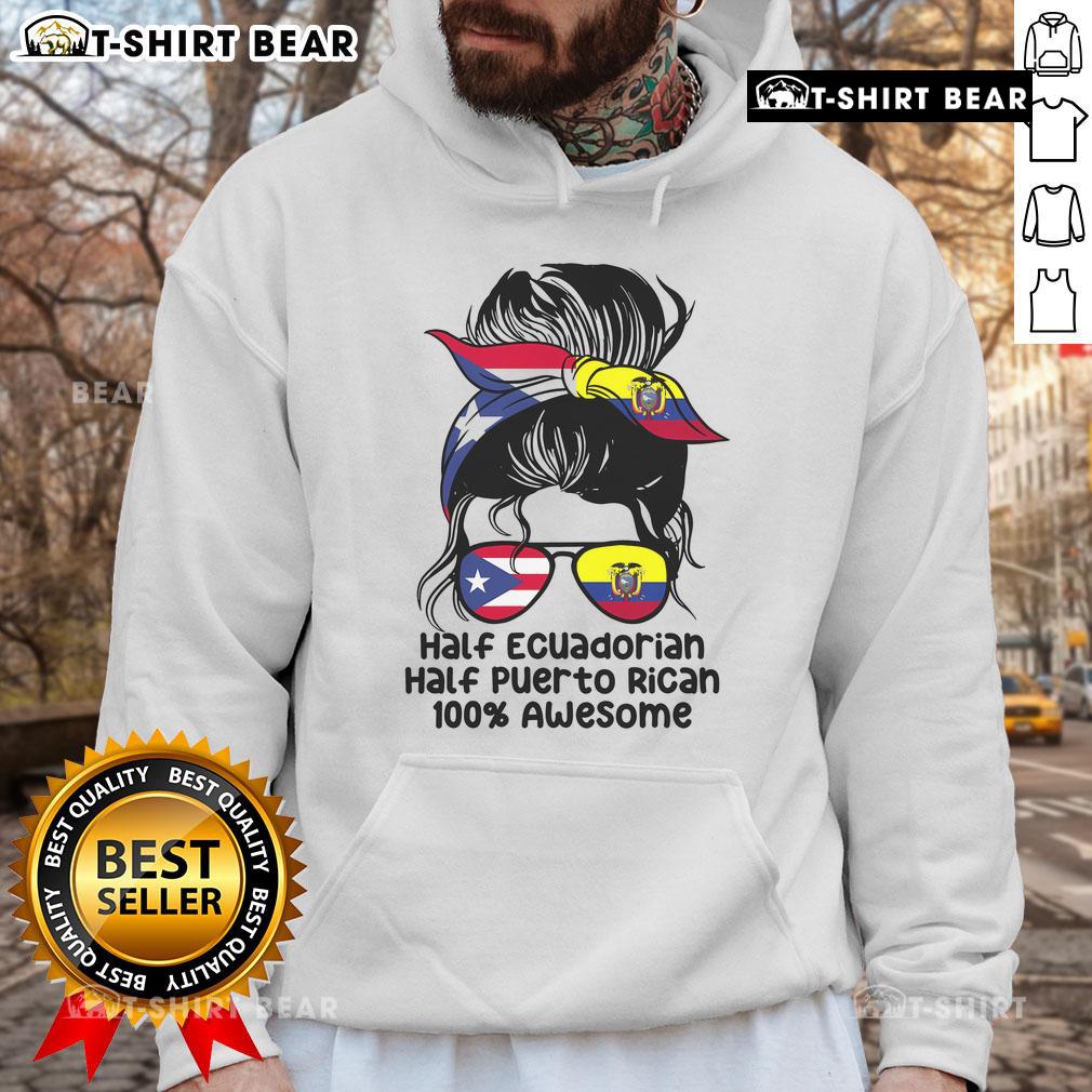 Premium Half Ecuadorian Half Puerto Rican hoodie featuring a stylish messy bun design for a trendy look.