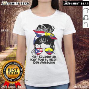 Premium Half Ecuadorian Half Puerto Rican Tee featuring a stylish messy bun design for ladies.