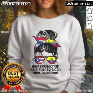 Premium half Ecuadorian, half Puerto Rican sweatshirt featuring a stylish messy bun design for a trendy look.