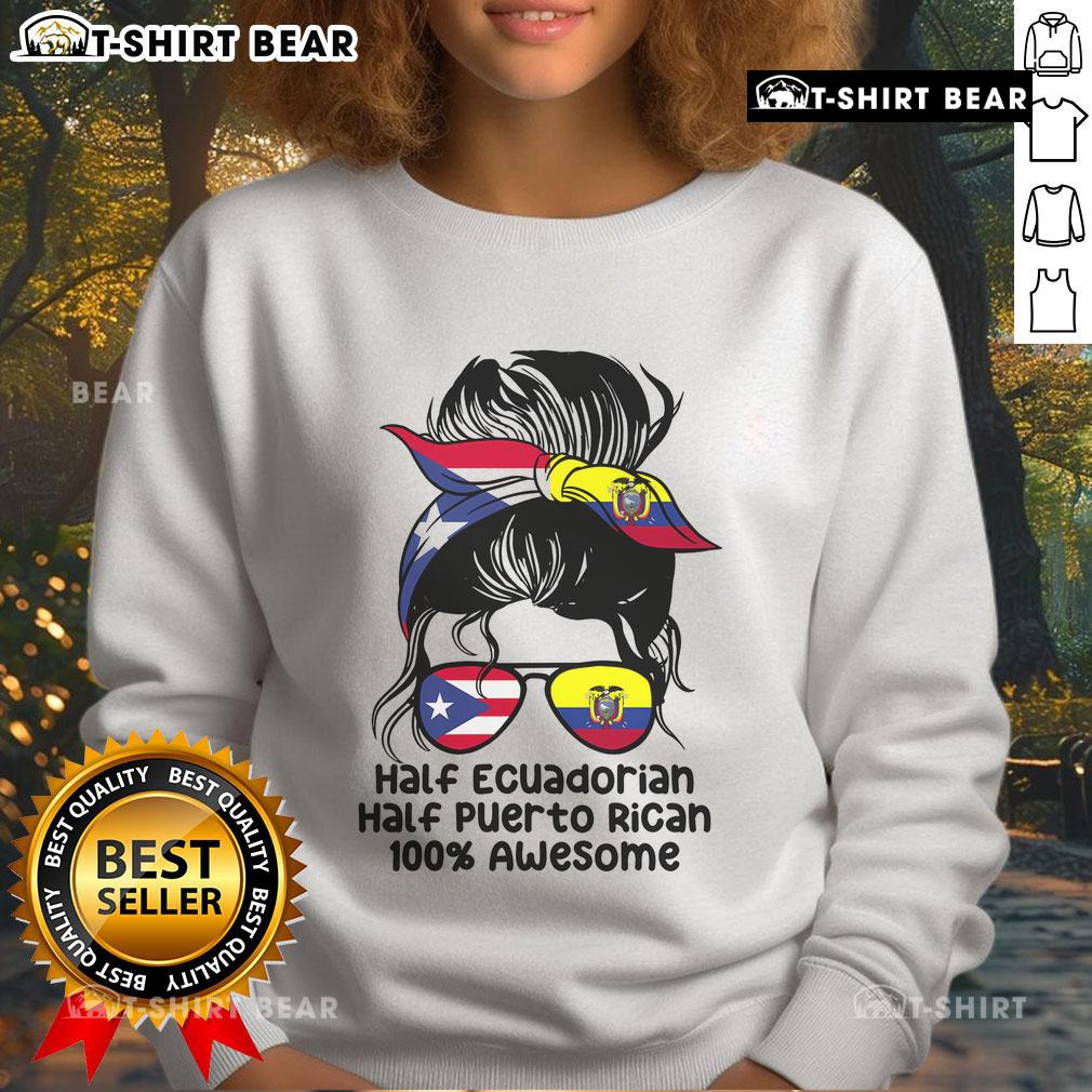 Premium half Ecuadorian, half Puerto Rican sweatshirt featuring a stylish messy bun design for a trendy look.