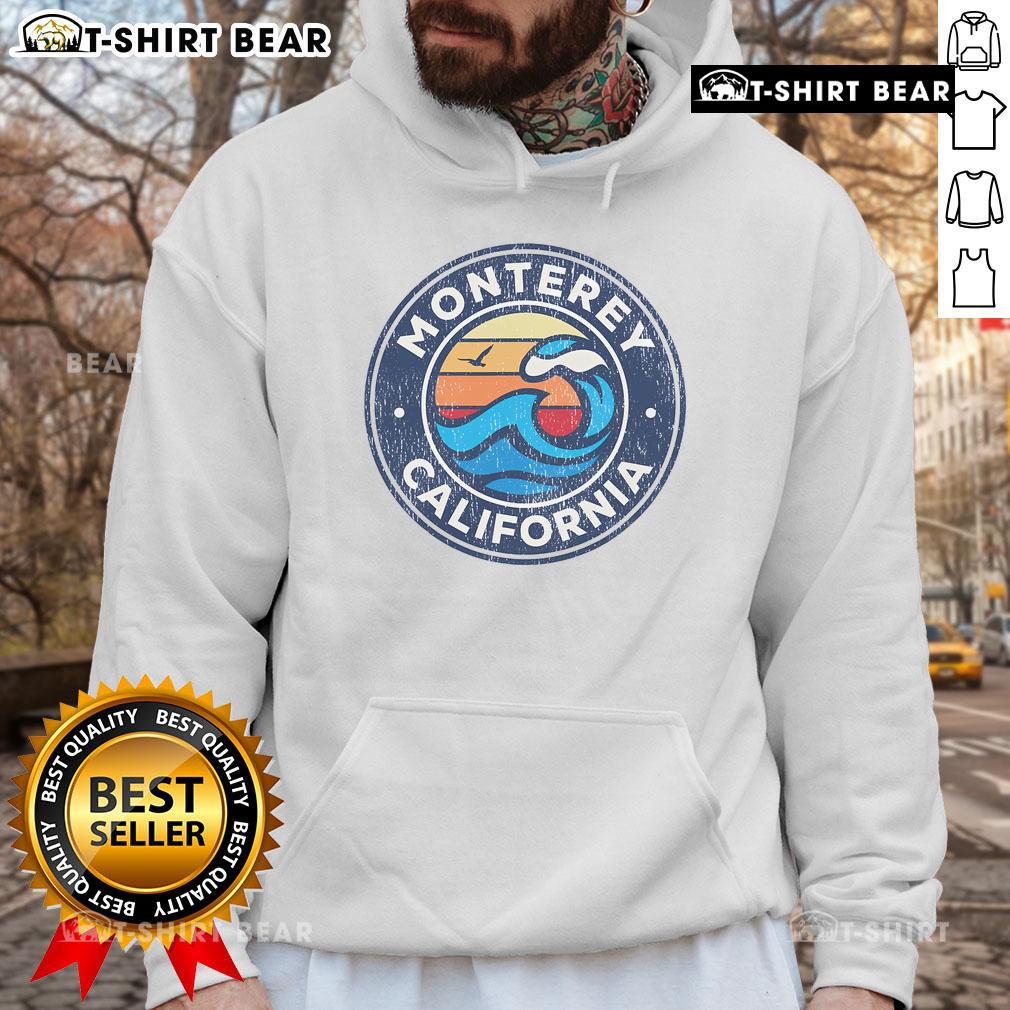 Premium Monterey California vintage nautical waves hoodie featuring a stylish design perfect for ocean lovers.