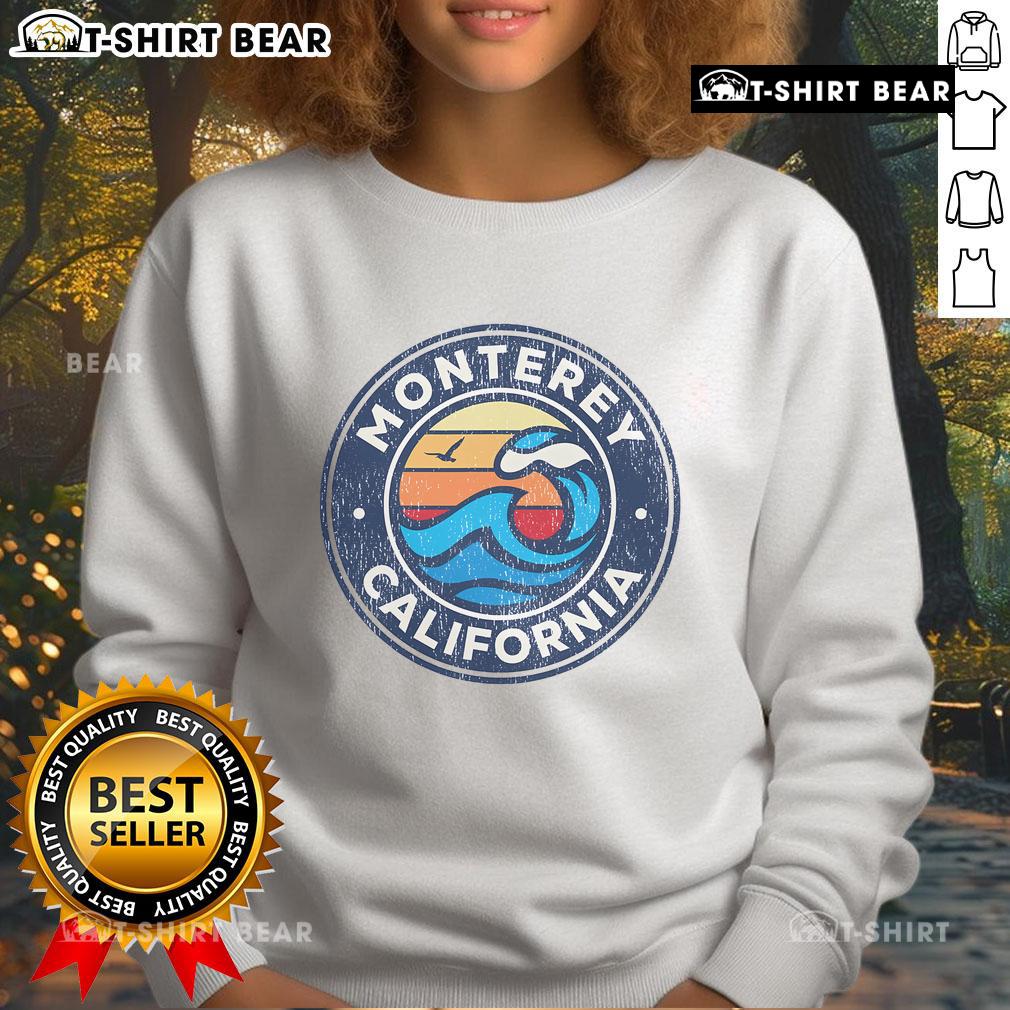 Premium Monterey California vintage nautical waves sweatshirt featuring ocean-inspired design and cozy fit.