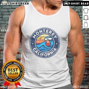 Premium Monterey California vintage nautical waves tank top featuring a stylish beach design perfect for summer wear.