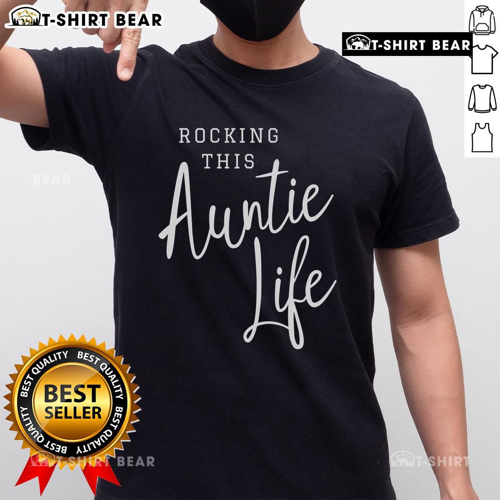 Alt Text: Premium Rocking This Auntie Life T-Shirt in soft cotton, perfect gift for proud aunts celebrating their role.