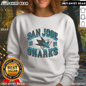 Premium San Jose Sharks Rink Arched Wordmark Sweatshirt in black, featuring team logo and stylish design.