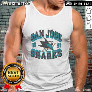 Premium San Jose Sharks Rink Arched Wordmark Tank Top featuring team colors and logo, perfect for fans and casual wear.