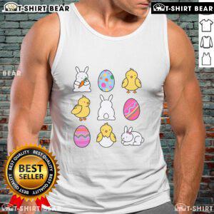 Pretty Easter Cuties Tank Top featuring vibrant colors and adorable bunny graphics, perfect for spring celebrations.