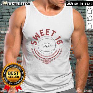 Top Arkansas Basketball 2025 Sweet Sixteen tank top featuring vibrant team colors and logo for fans.