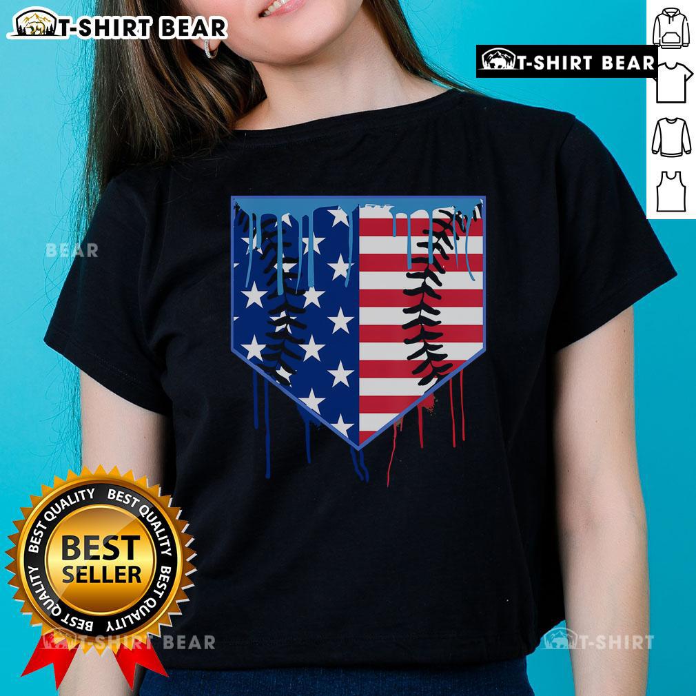 Top Baseball Drip Boys Ice Cream tee featuring a patriotic American flag design for stylish summer wear.
