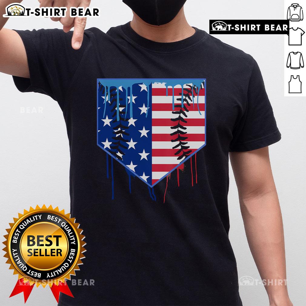 Top Baseball Drip Boys Ice Cream Patriotic American Flag T-Shirt featuring vibrant colors and a stylish design for summer.