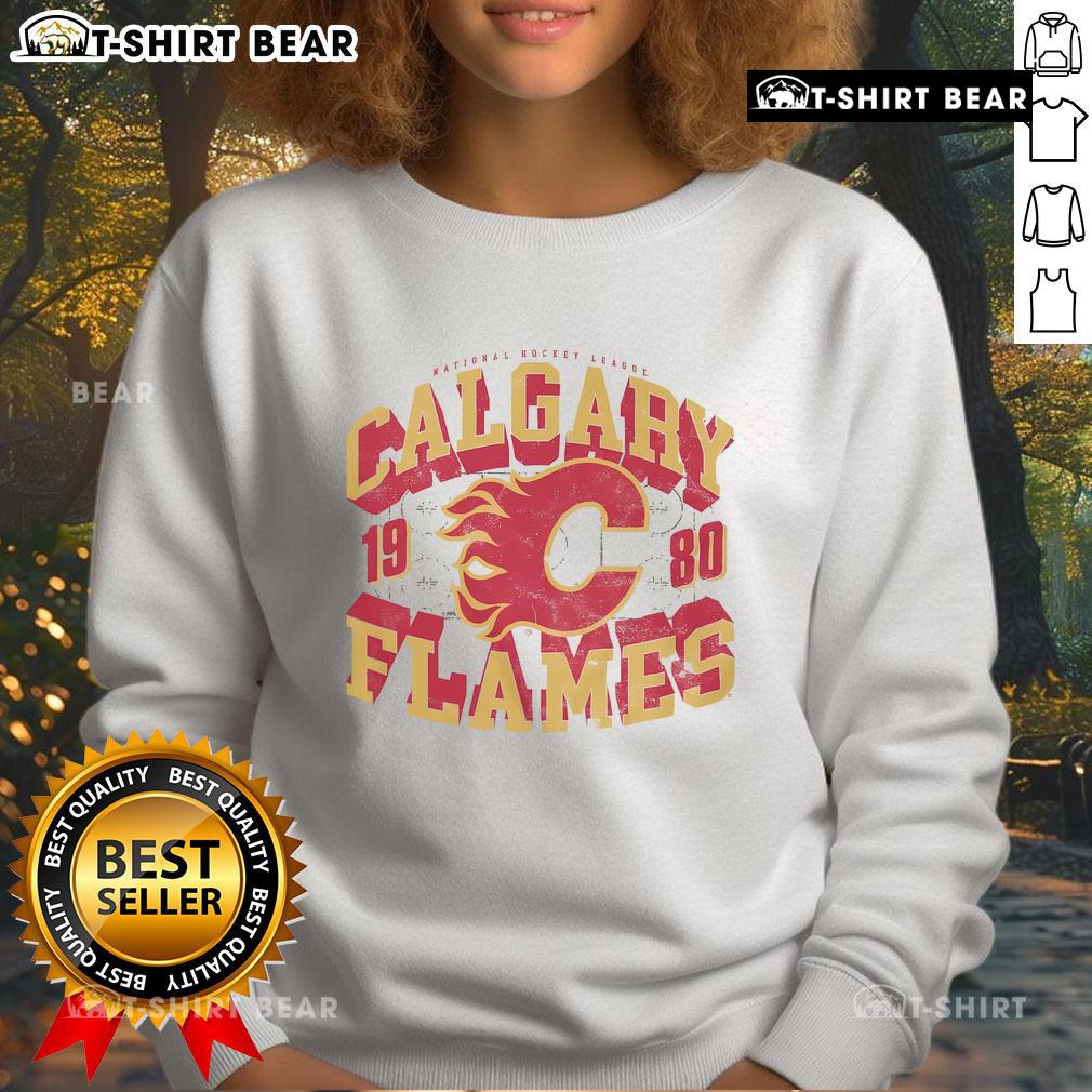 Top Calgary Flames Rink Arched Wordmark Sweatshirt showcasing team spirit and style for fans.
