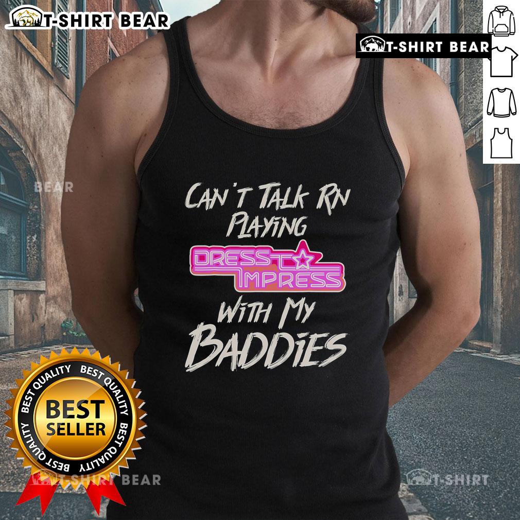 Trendy 'Can't Talk RN' tank top styled with friends for a chic dress to impress look at a summer outing.