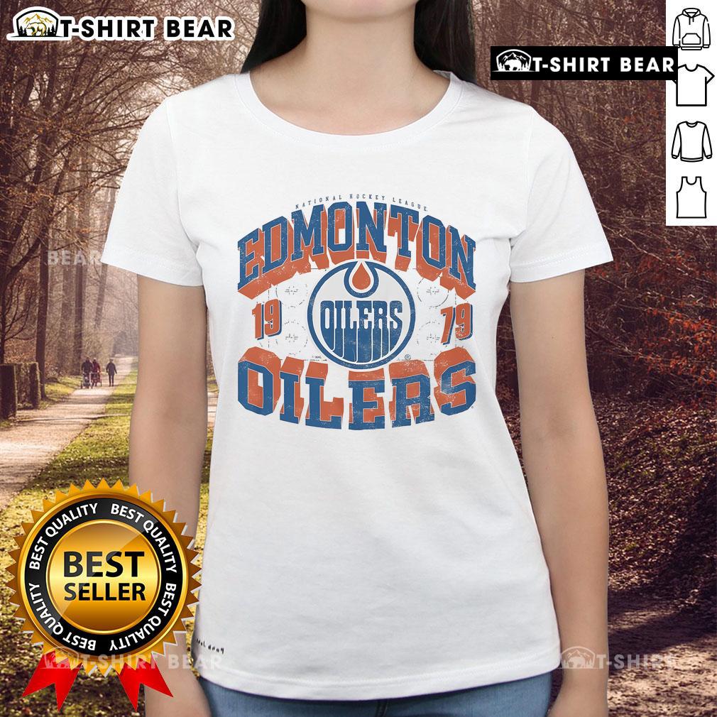 Top Edmonton Oilers rink arched wordmark ladies tee featuring vibrant team colors and stylish design for fans.