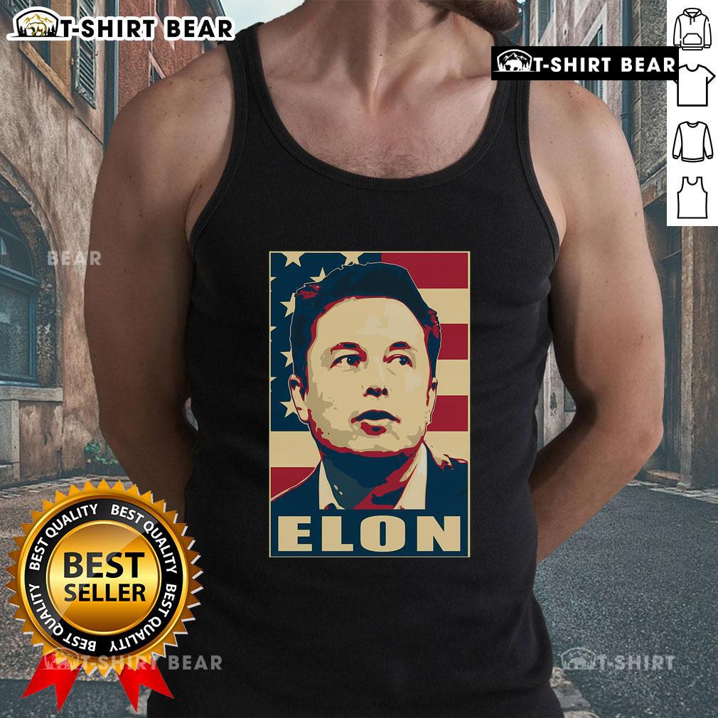 Alt Text: Top Elon Musk USA retro tank top featuring a vintage design and bold graphics celebrating innovation and style.