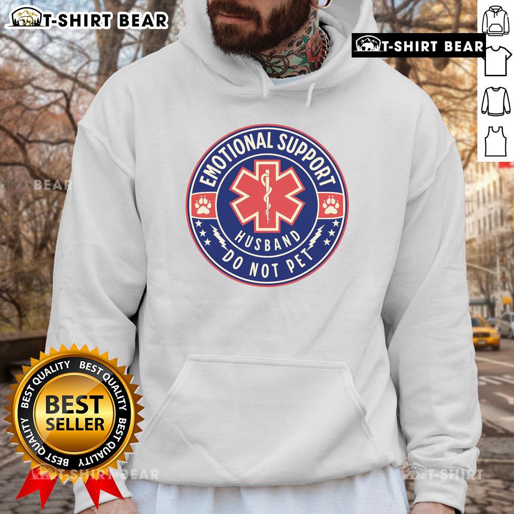 Alt Text: Top Emotional Support Husband hoodie featuring 'Do Not Pet' service dog design, perfect for dog lovers and supportive partners.
