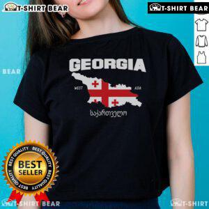 Top Georgian flag and map highlighting the location of Georgia on a stylish ladies' tee design.