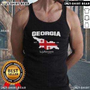 Top Georgia flag design on a tank top featuring a map of Georgia, highlighting the location of Georgia in the USA.