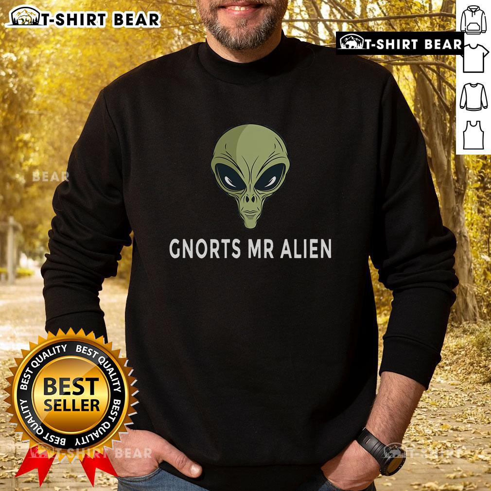 Top Gnorts Mr Alien Sweatshirt featuring a vibrant alien graphic, perfect for casual wear and sci-fi fans.