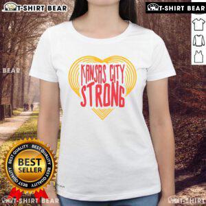 Stylish Top Kansas City Strong Heart Ladies Tee featuring a heart design, perfect for showing team spirit and support.