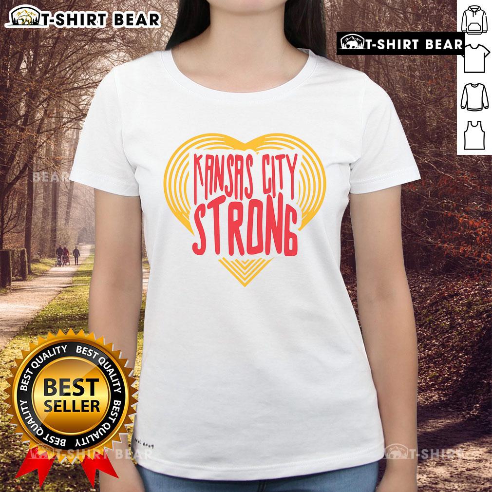 Stylish Top Kansas City Strong Heart Ladies Tee featuring a heart design, perfect for showing team spirit and support.