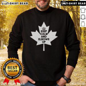 Top Keep Calm and Elbows Up Canadian Maple Leaf Canada Sweatshirt showcasing a stylish design for proud Canadians.