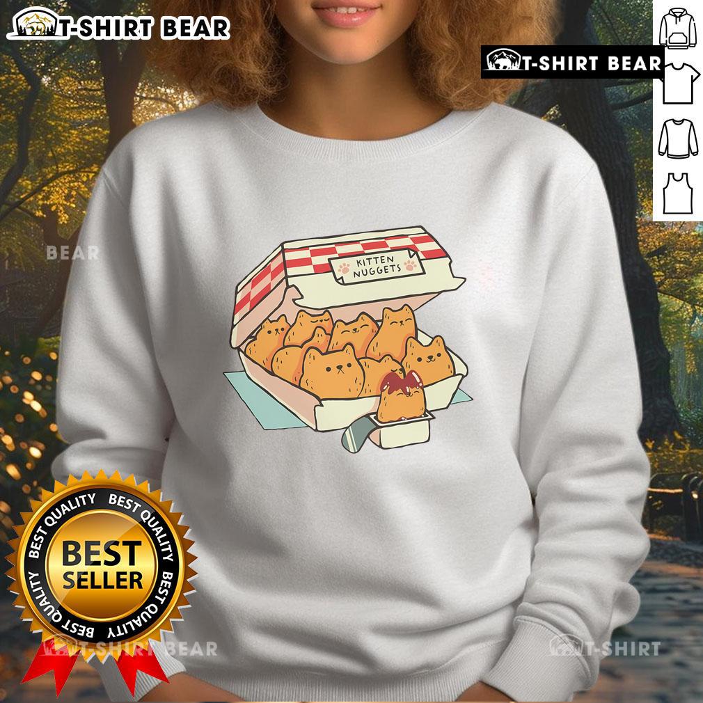 Top Kitten Nuggets sweatshirt for cat moms featuring a playful cat design, perfect for cozy, feline-themed fashion.