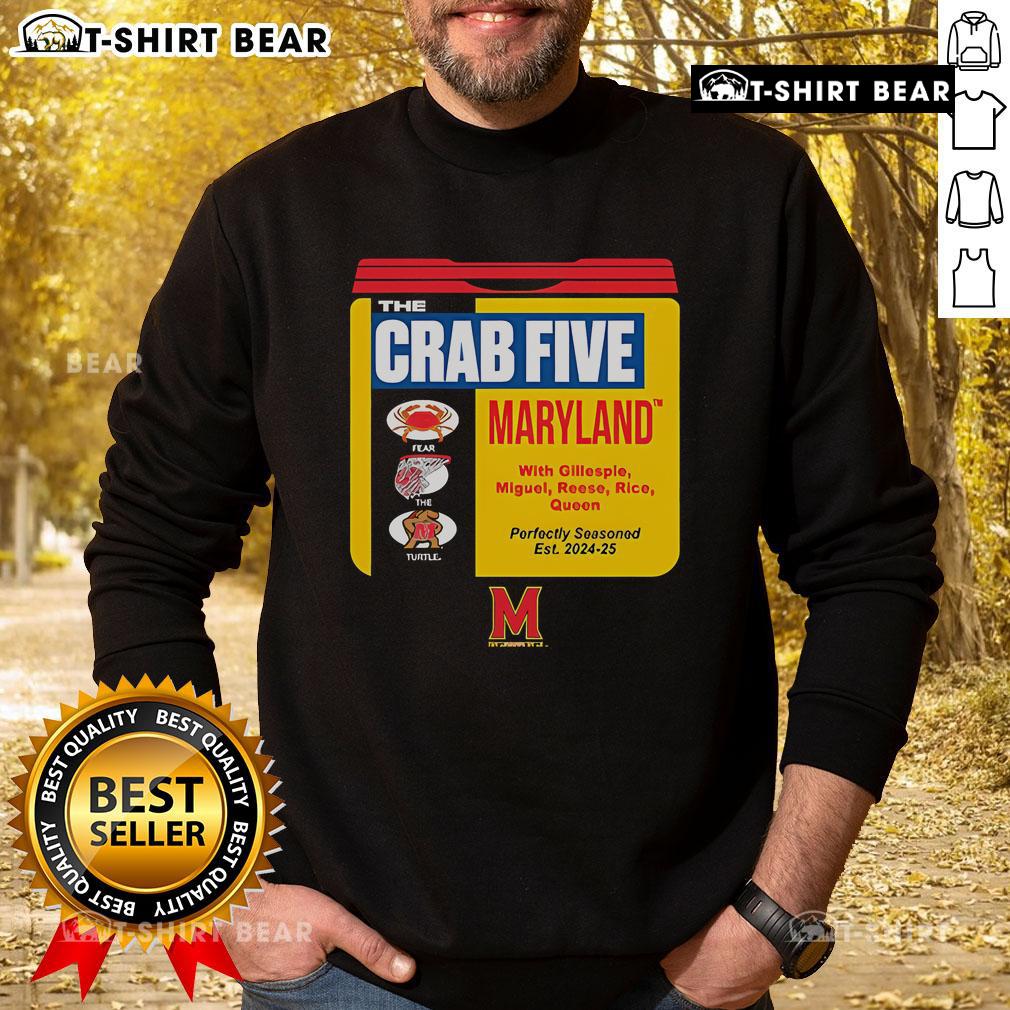 Top Maryland Basketball Crab Five Old Bay Can sweatshirt featuring vibrant design and team spirit.