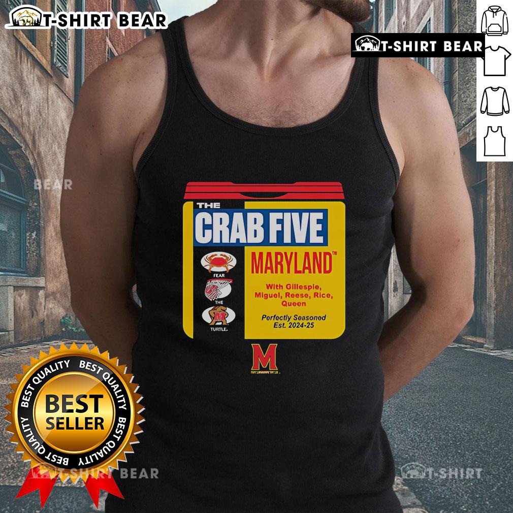 Alt Text: Top Maryland Basketball Crab Five Old Bay Can tank top featuring vibrant graphics and team spirit design.