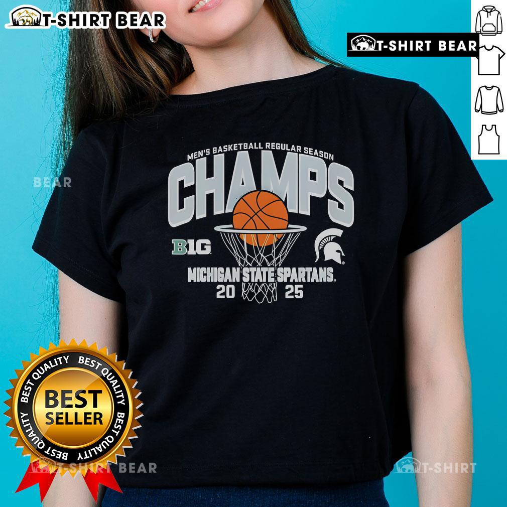 Alt Text: Top Michigan State Spartans Men's Basketball Big Ten Champs 25 Ladies Tee showcasing team pride and style.