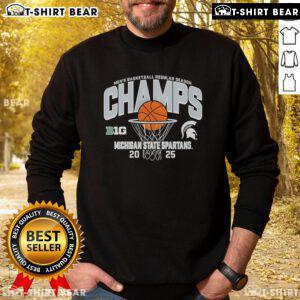 Top Michigan State Spartans men's basketball Big Ten Champs 25 sweatshirt featuring team colors and logo.