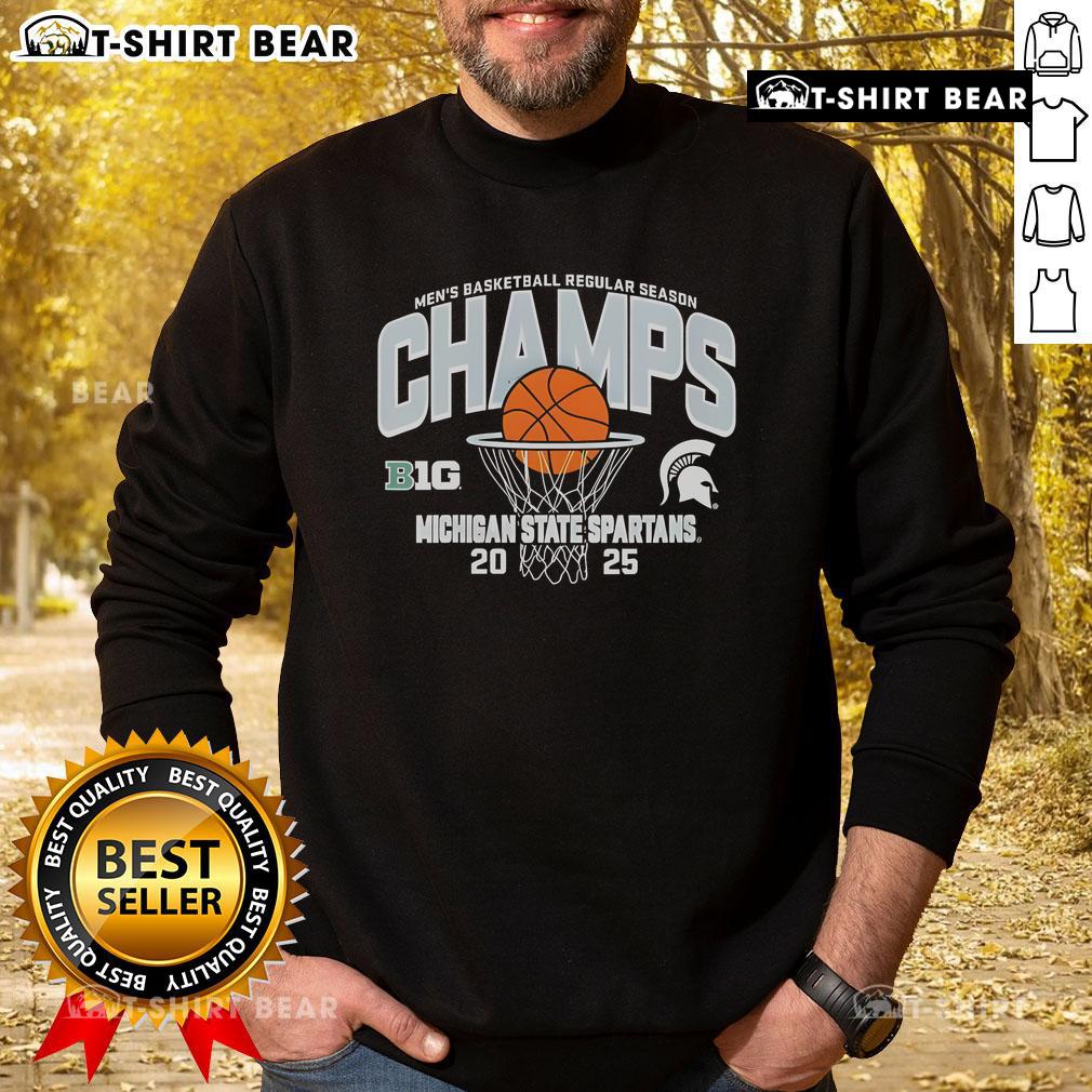 Top Michigan State Spartans men's basketball Big Ten Champs 25 sweatshirt featuring team colors and logo.