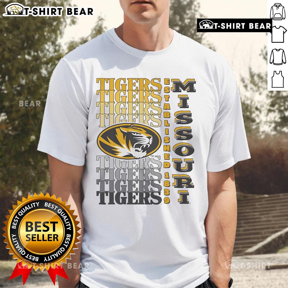 Top Missouri Tigers Gradient Wordmark T-Shirt featuring vibrant colors and team logo, perfect for fans and casual wear.