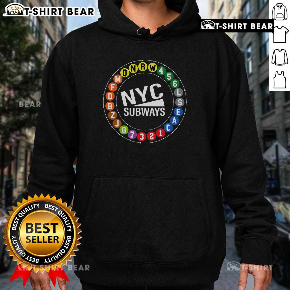 Graphic hoodie featuring iconic NYC train station signs, perfect for New York City fans and urban style enthusiasts.