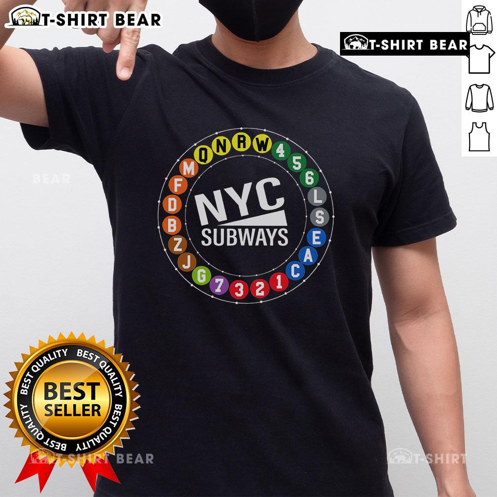 Top NYC New York City Train Station Signs Graphic T-Shirt featuring iconic transit designs and vibrant colors.