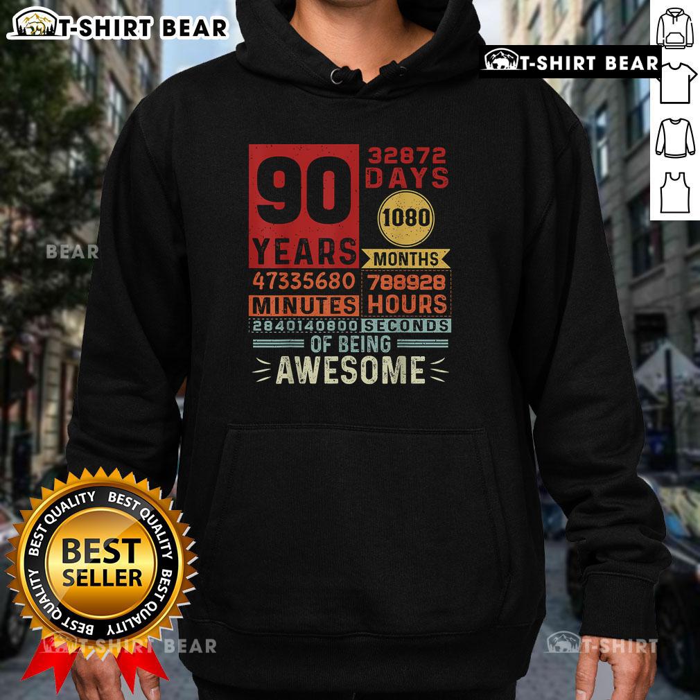 90th birthday hoodie celebrating 90 years of being awesome, perfect gift for a milestone celebration.