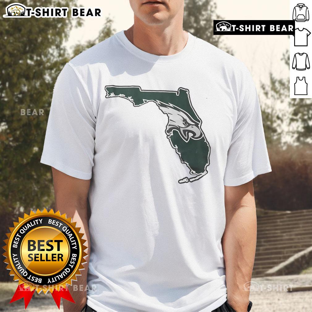 Top Philadelphia Eagles Florida Map NFL T-Shirt featuring vibrant team colors and unique state outline design.