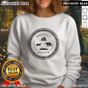 Cozy Top Protect Resist National Parks and Forest Service sweatshirt in earthy tones, perfect for nature lovers and outdoor enthusiasts.