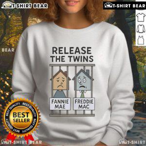 Cozy Top Release The Twins sweatshirt featuring Fannie Mae and Freddie Mac design, perfect for casual wear.