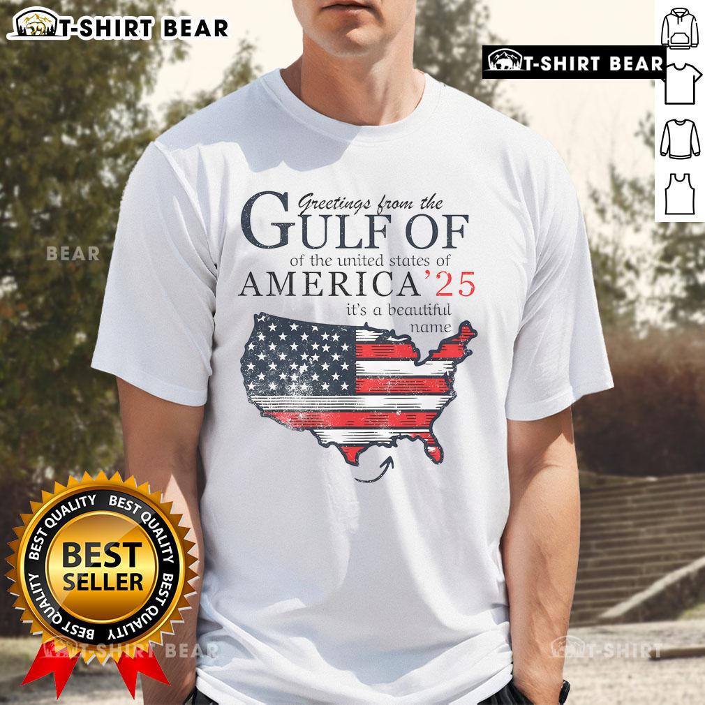 Top Retro Gulf Of USA America Funny Gulf Of Mexico July 4th T-Shirt design featuring vibrant colors and patriotic themes.