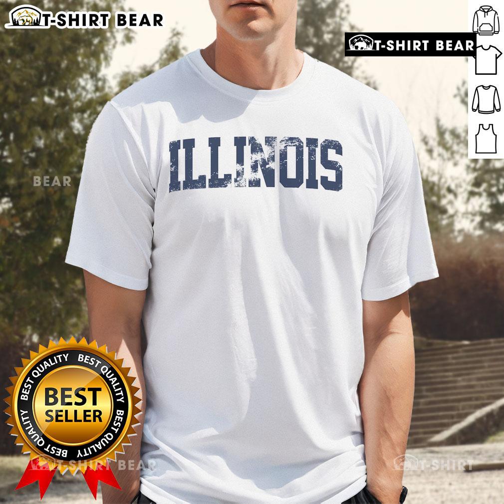 Top Retro Illinois Vintage Orange Blue Throwback T-Shirt featuring classic design and vibrant colors for Illinois fans.