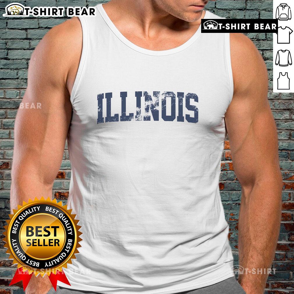 Top Retro Illinois Vintage Orange Blue Throwback Tank Top featuring classic design and vibrant colors for nostalgia lovers.