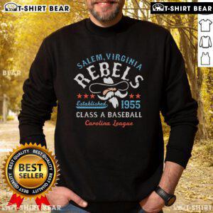 Vintage Top Salem Rebels Virginia sweatshirt representing defunct baseball teams, showcasing classic sports memorabilia.