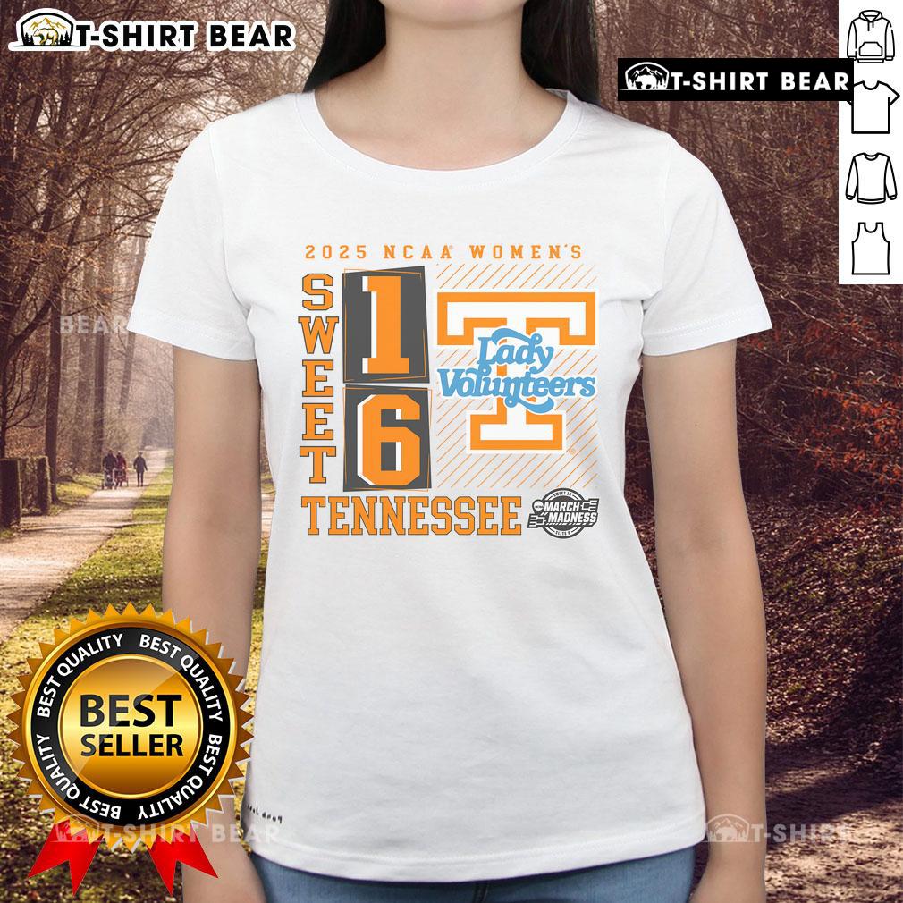 Top Tennessee Volunteers 2025 NCAA Women's Basketball Tournament March Madness Sweet 16 No Look Pass Ladies Tee