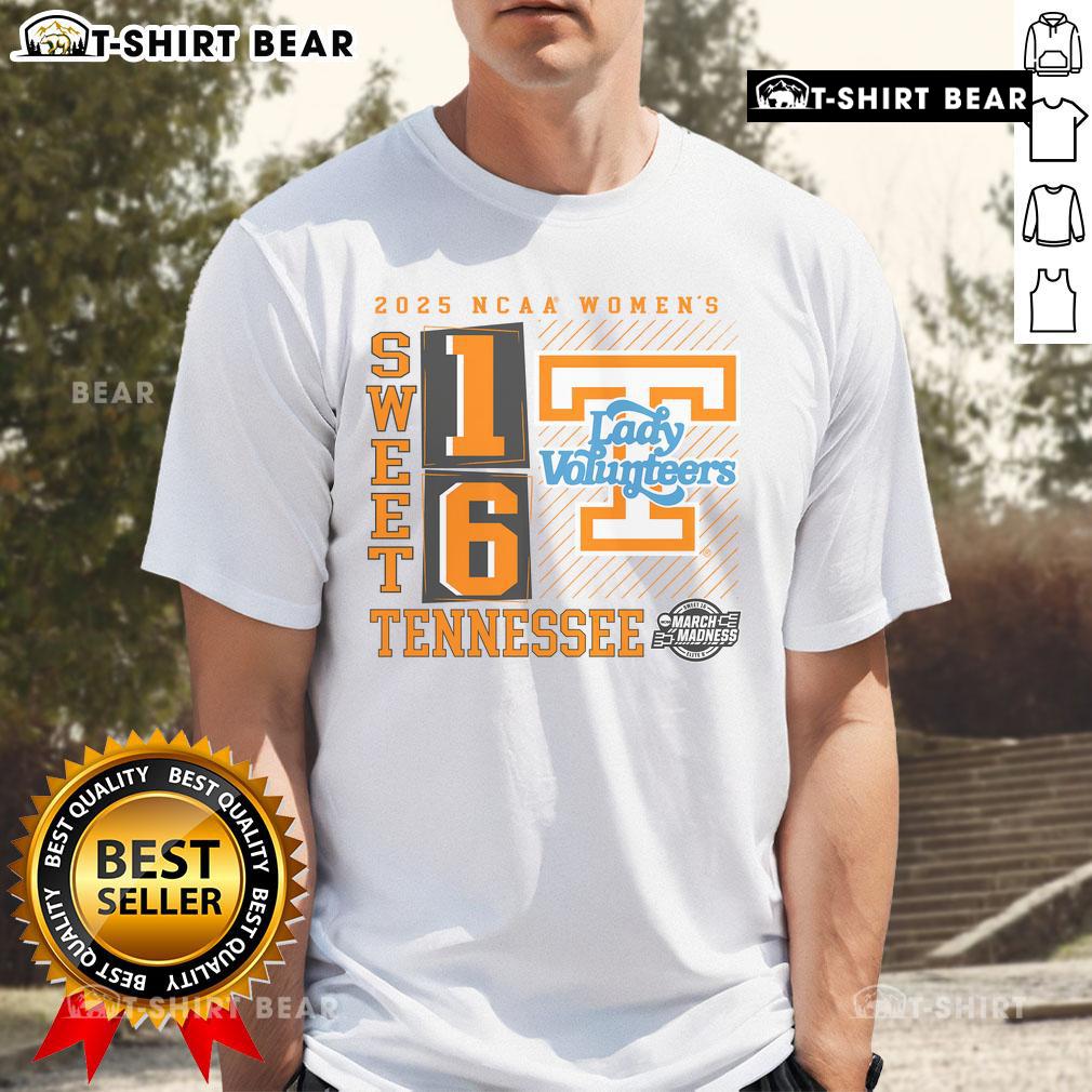 Alt Text: Top Tennessee Volunteers 2025 NCAA Women's Basketball Tournament Sweet 16 No Look Pass T-Shirt design