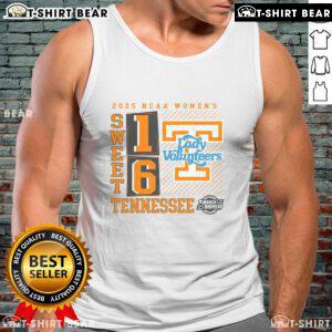 Top Tennessee Volunteers 2025 NCAA Women's Basketball Tournament Sweet 16 No Look Pass tank top displayed on a mannequin.