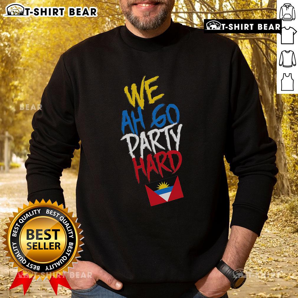Top We Ah Go Party Hard Antigua and Barbuda sweatshirt featuring vibrant colors and a stylish design perfect for celebrations.