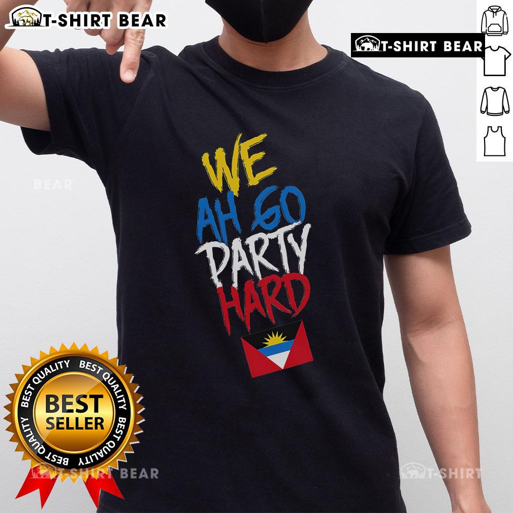 Top We Ah Go Party Hard Antigua And Barbuda T-Shirt featuring vibrant colors and festive design for island celebrations.